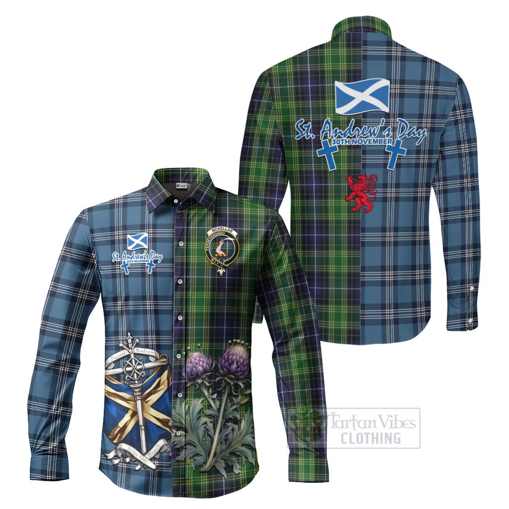 Tartan Vibes Clothing McKellar Tartan Long Sleeve Button Shirt Happy St. Andrew's Day Half Tartan Style