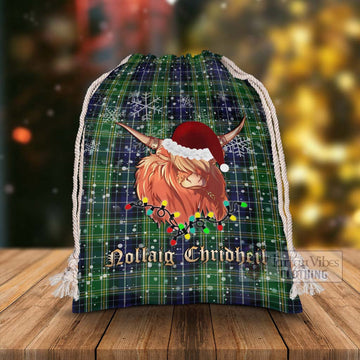 Tartan Vibes Clothing McKellar Tartan Christmas Santa's Bag with Highland Cow