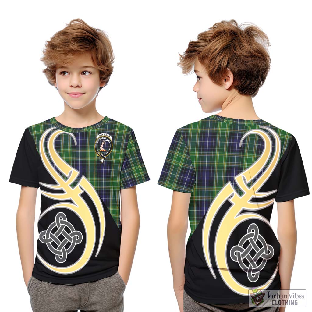 McKellar Tartan Kid T-Shirt with Family Crest and Celtic Symbol Style Youth XL Size14 - Tartan Vibes Clothing