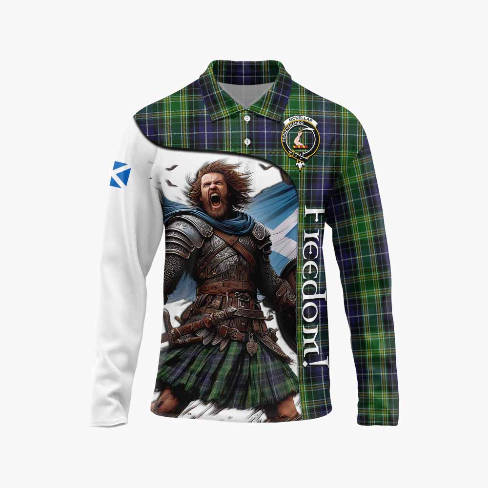 McKellar Crest Tartan Long Sleeve Polo Shirt Inspired by the Freedom of Scottish Warrior Unisex - Tartan Vibes Clothing