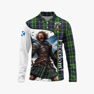 Tartan Vibes Clothing McKellar Crest Tartan Long Sleeve Polo Shirt Inspired by the Freedom of Scottish Warrior