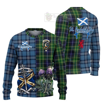 Tartan Vibes Clothing McKellar Tartan Knitted Sweater Happy St. Andrew's Day Half Tartan Style