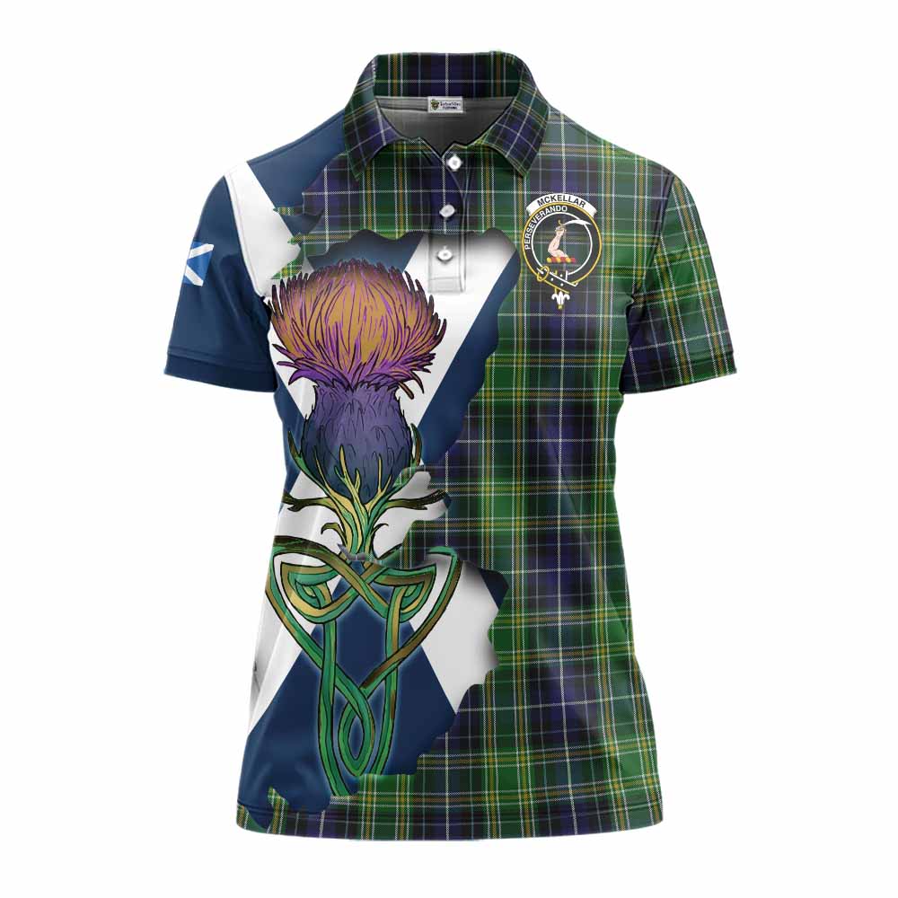 Tartan Vibes Clothing McKellar Tartan Family Crest Women's Polo Shirt Scottish Thistle Celtic Inspired