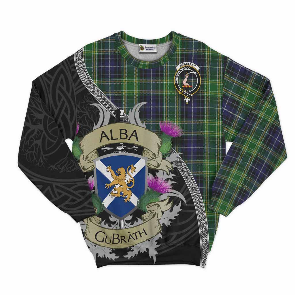 Tartan Vibes Clothing McKellar Tartan Family Crest Sweatshirt Lion Rampant Royal Thistle Shield Celtic Inspired