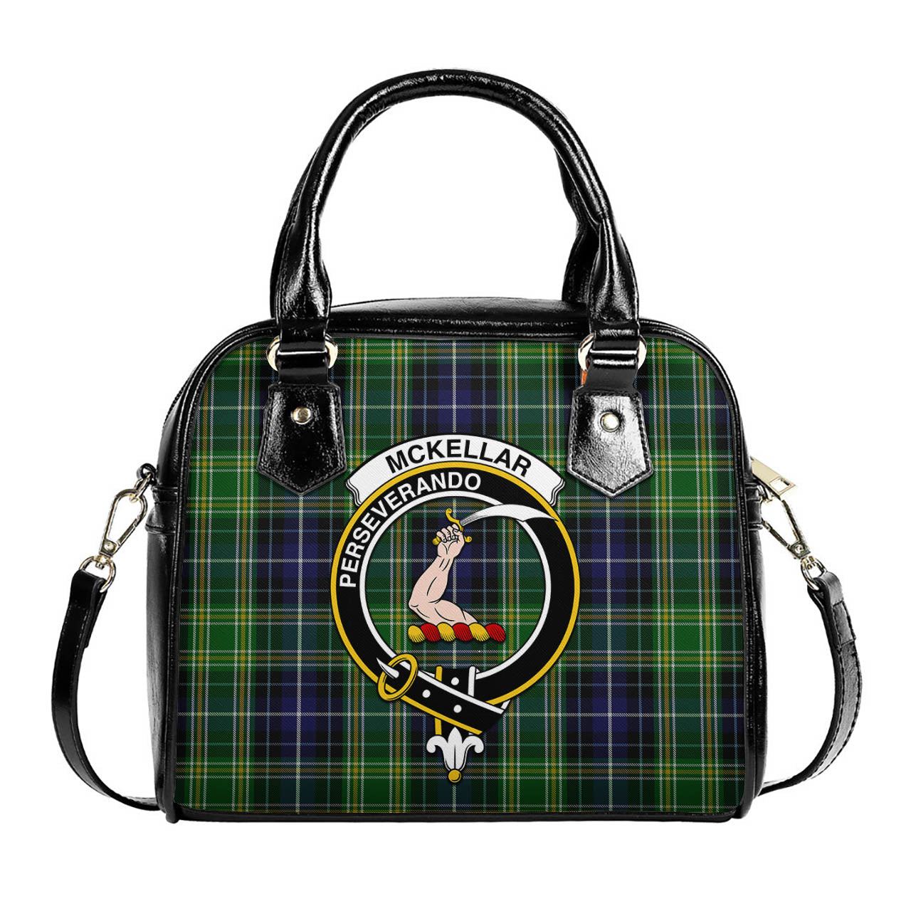McKellar Tartan Shoulder Handbags with Family Crest One Size 6*25*22 cm - Tartanvibesclothing