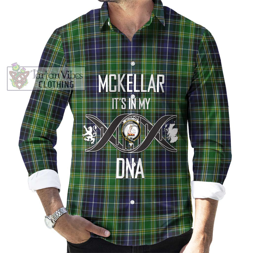 McKellar Tartan Long Sleeve Button Shirt with Family Crest DNA In Me Style Men's Shirt S - Tartanvibesclothing Shop