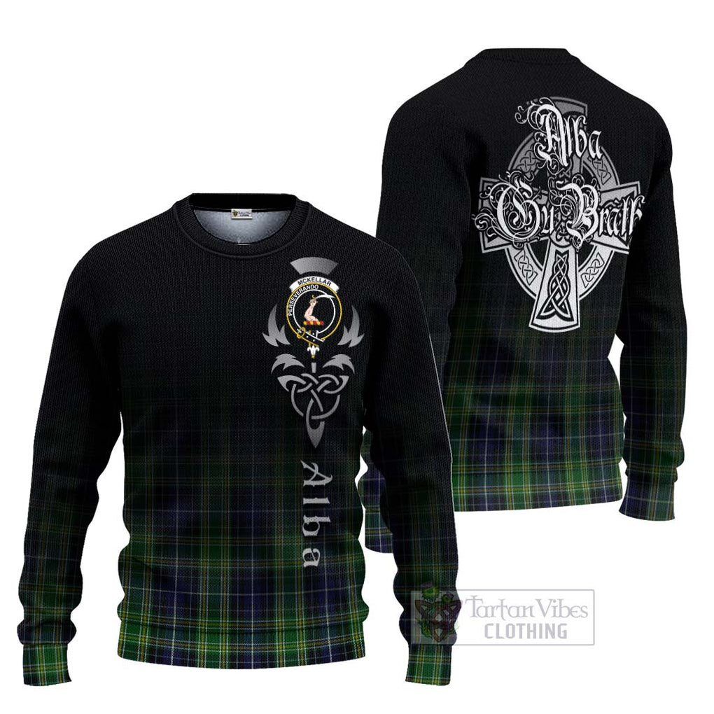 Tartan Vibes Clothing McKellar Tartan Knitted Sweater Featuring Alba Gu Brath Family Crest Celtic Inspired