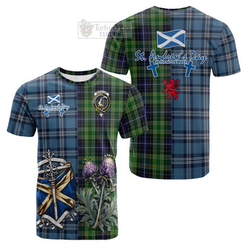 Tartan Vibes Clothing McKellar Tartan Cotton T-shirt Happy St. Andrew's Day Half Tartan Style