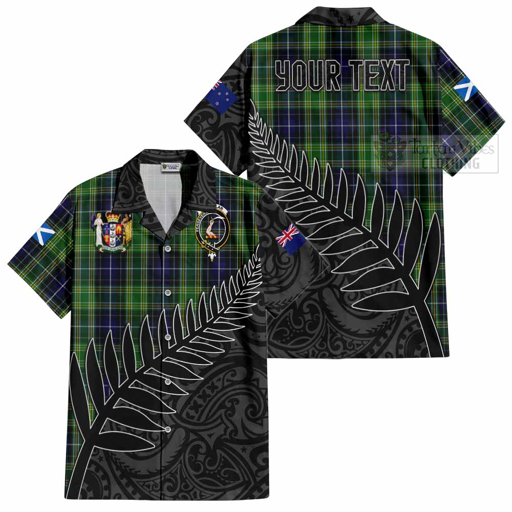 Tartan Vibes Clothing McKellar Crest Tartan Short Sleeve Button Shirt with New Zealand Silver Fern Half Style