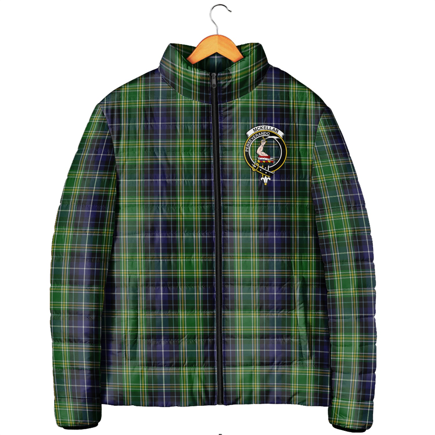 McKellar Tartan Padded Jacket with Family Crest Men's Padded Jacket - Tartan Vibes Clothing