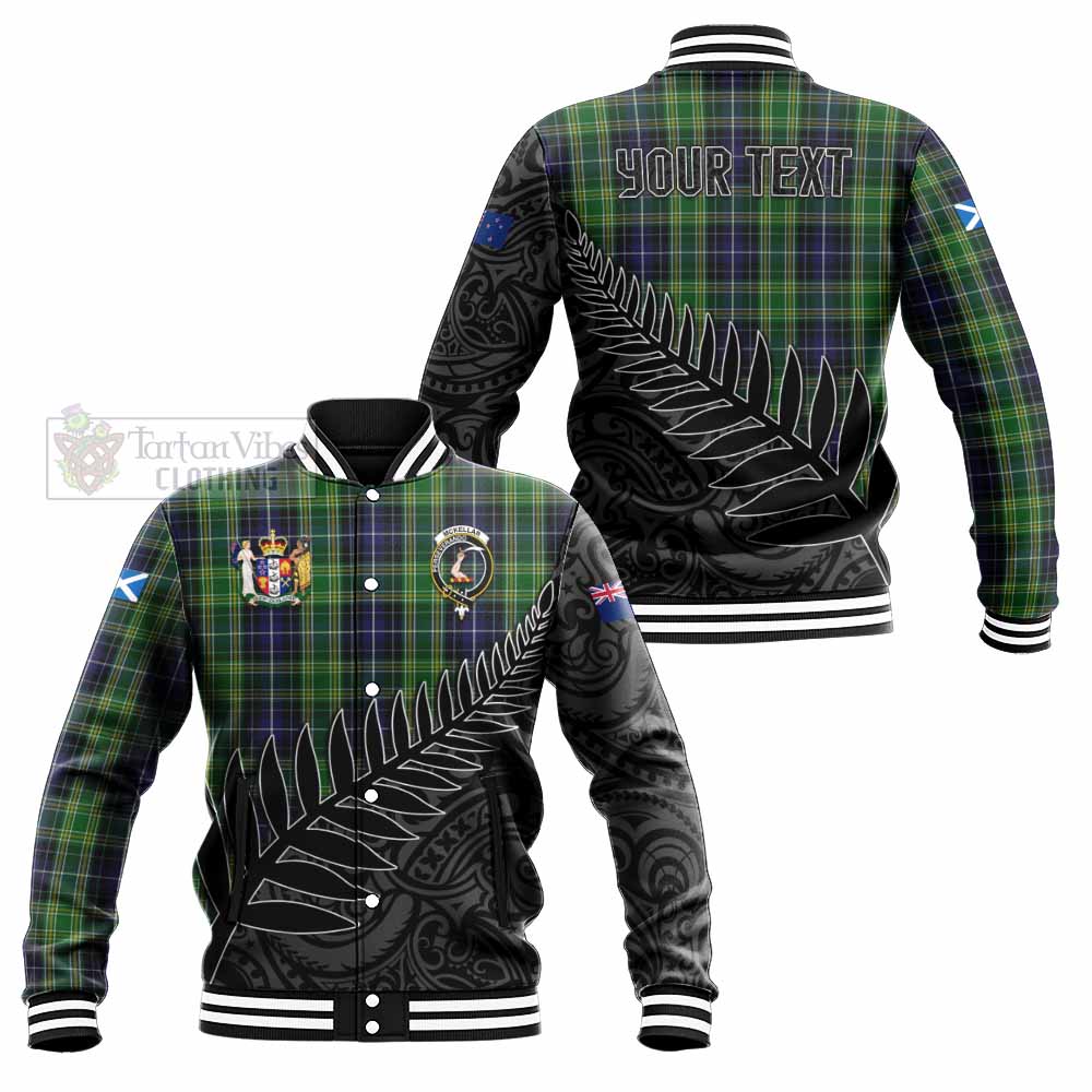 Tartan Vibes Clothing McKellar Crest Tartan Baseball Jacket with New Zealand Silver Fern Half Style