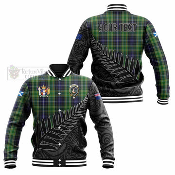 Tartan Vibes Clothing McKellar Crest Tartan Baseball Jacket with New Zealand Silver Fern Half Style