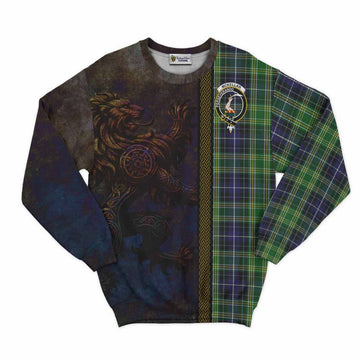Tartan Vibes Clothing McKellar Tartan Family Crest Sweatshirt Alba Gu Brath Be Brave Lion Ancient Style