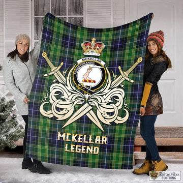 Tartan Vibes Clothing McKellar Tartan Blanket with Clan Crest and the Golden Sword of Courageous Legacy