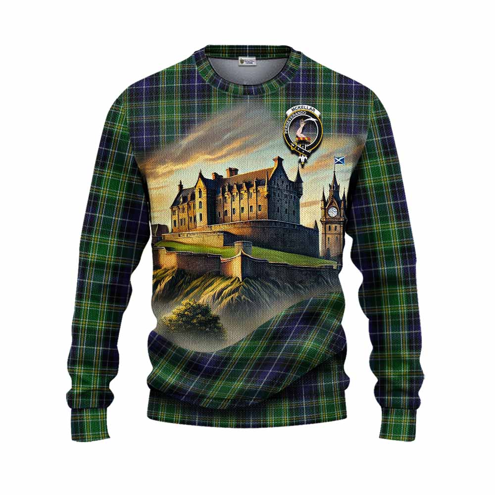 Tartan Vibes Clothing McKellar Tartan Family Crest Knitted Sweater with Scottish Ancient Castle Style