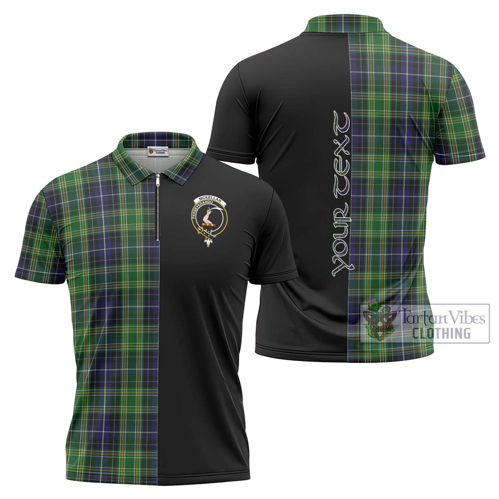 McKellar Tartan Zipper Polo Shirt with Family Crest and Half Of Me Style Unisex - Tartanvibesclothing Shop