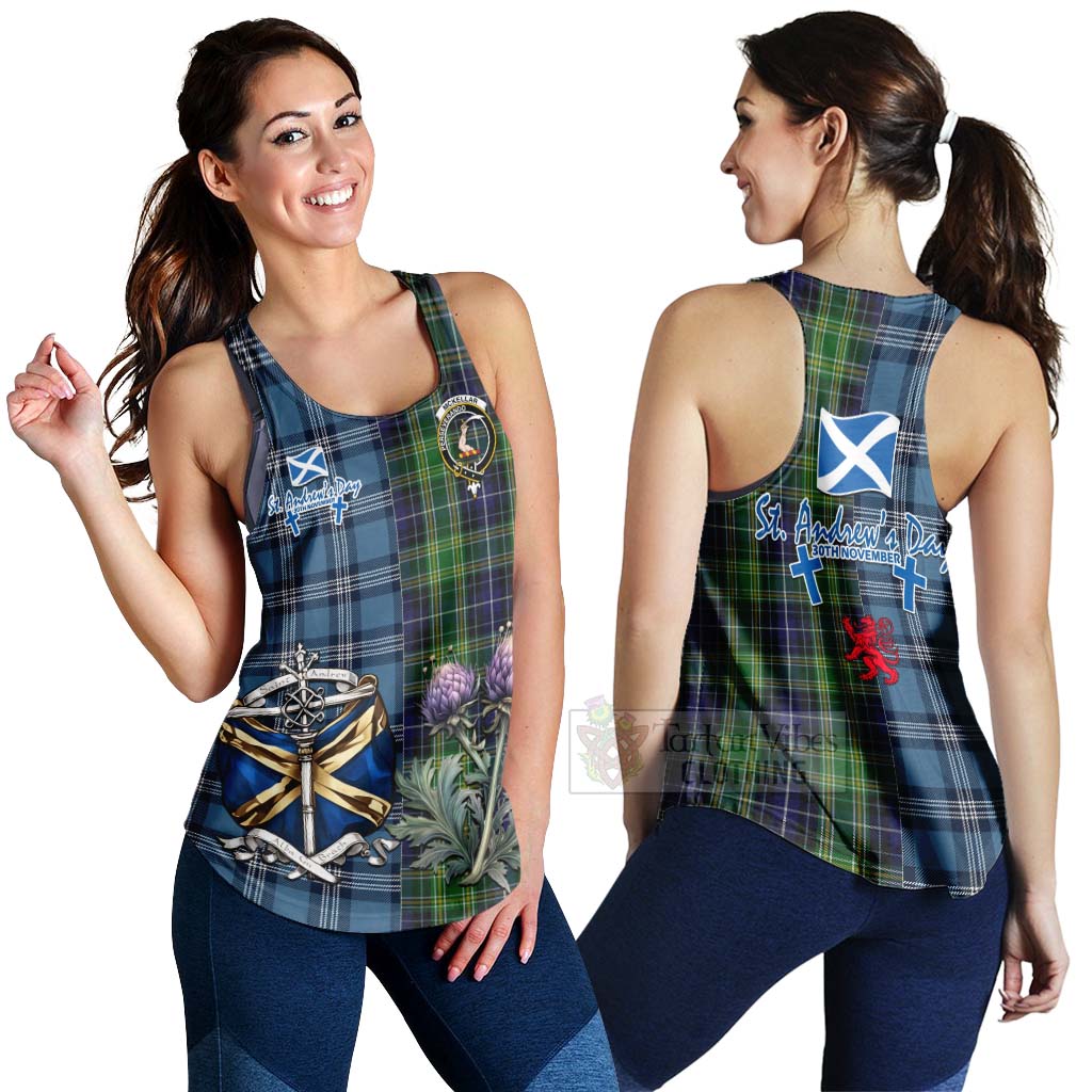 Tartan Vibes Clothing McKellar Tartan Women's Racerback Tanks Happy St. Andrew's Day Half Tartan Style