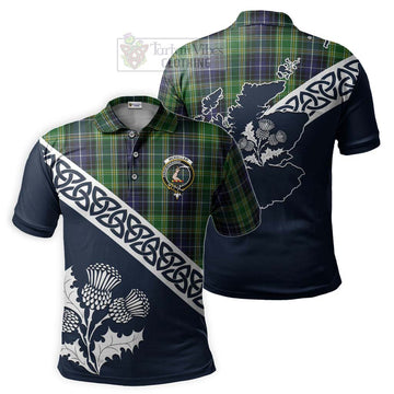 McKellar Tartan Polo Shirt Featuring Thistle and Scotland Map