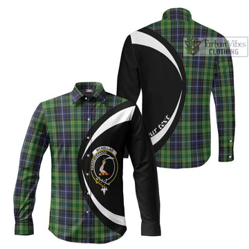 McKellar Tartan Long Sleeve Button Up with Family Crest Circle Style Men's Shirt S - Tartan Vibes Clothing