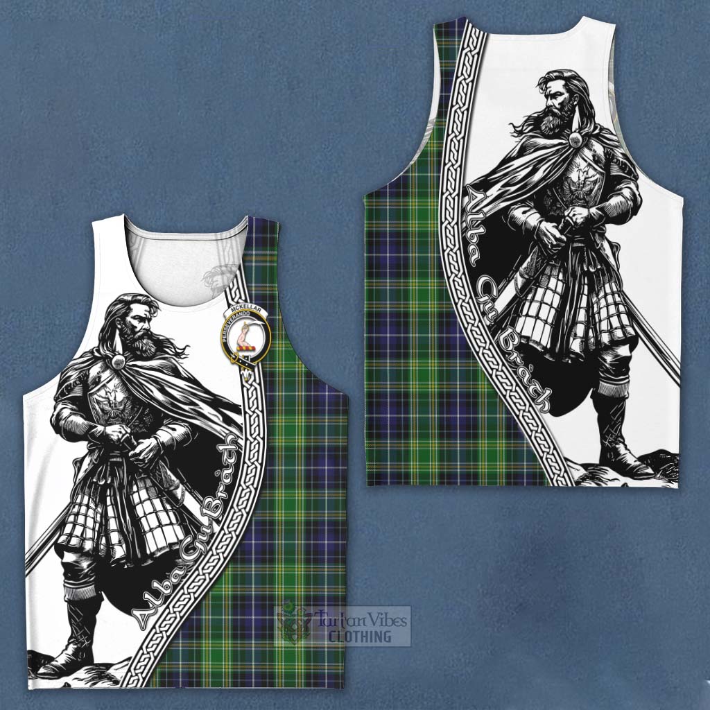 Tartan Vibes Clothing McKellar Tartan Clan Crest Men's Tank Top with Highlander Warrior Celtic Style