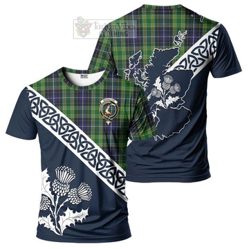 McKellar Tartan T-Shirt Featuring Thistle and Scotland Map