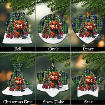 Tartan Vibes Clothing McKellar Tartan Christmas Ceramic Ornament with Adorable Highland Coo