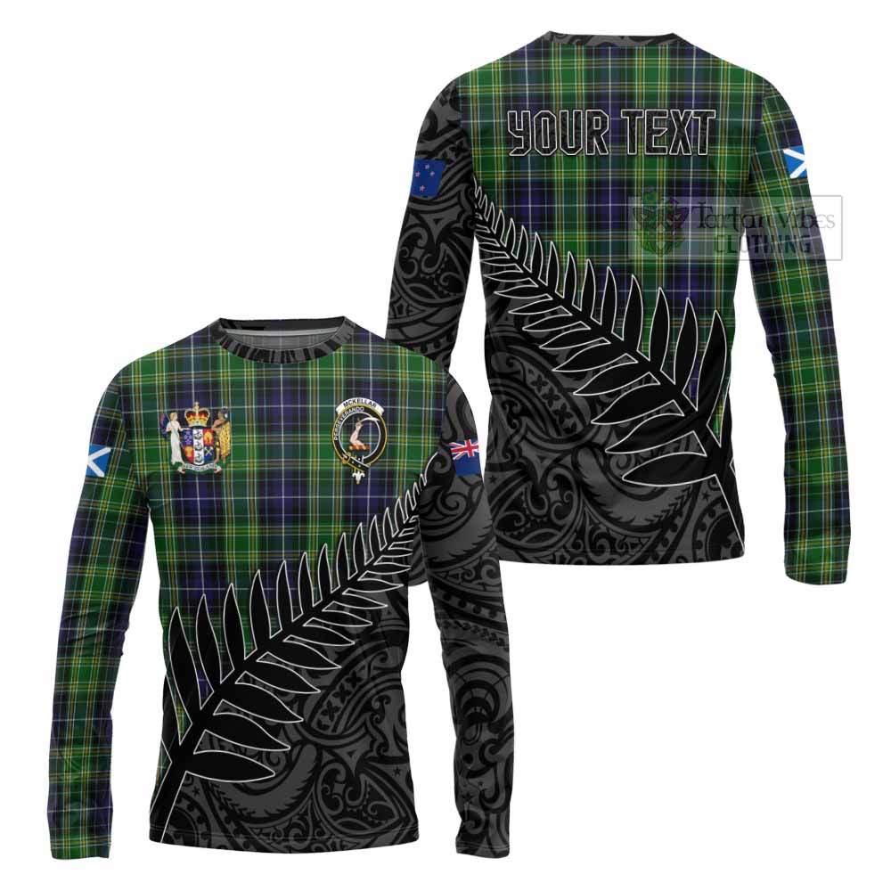 Tartan Vibes Clothing McKellar Crest Tartan Long Sleeve T-Shirt with New Zealand Silver Fern Half Style