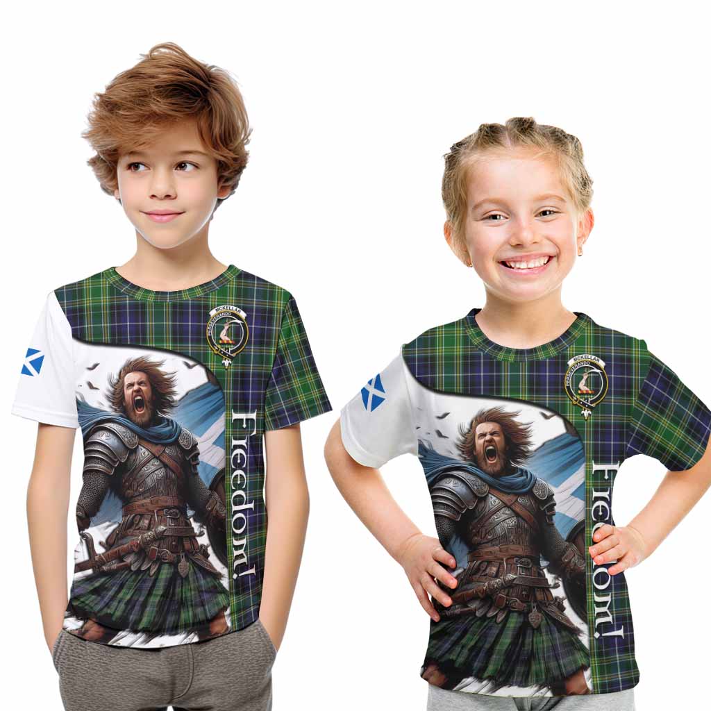Tartan Vibes Clothing McKellar Crest Tartan Kid T-Shirt Inspired by the Freedom of Scottish Warrior