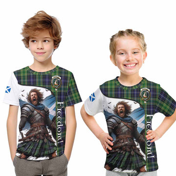 Tartan Vibes Clothing McKellar Crest Tartan Kid T-Shirt Inspired by the Freedom of Scottish Warrior
