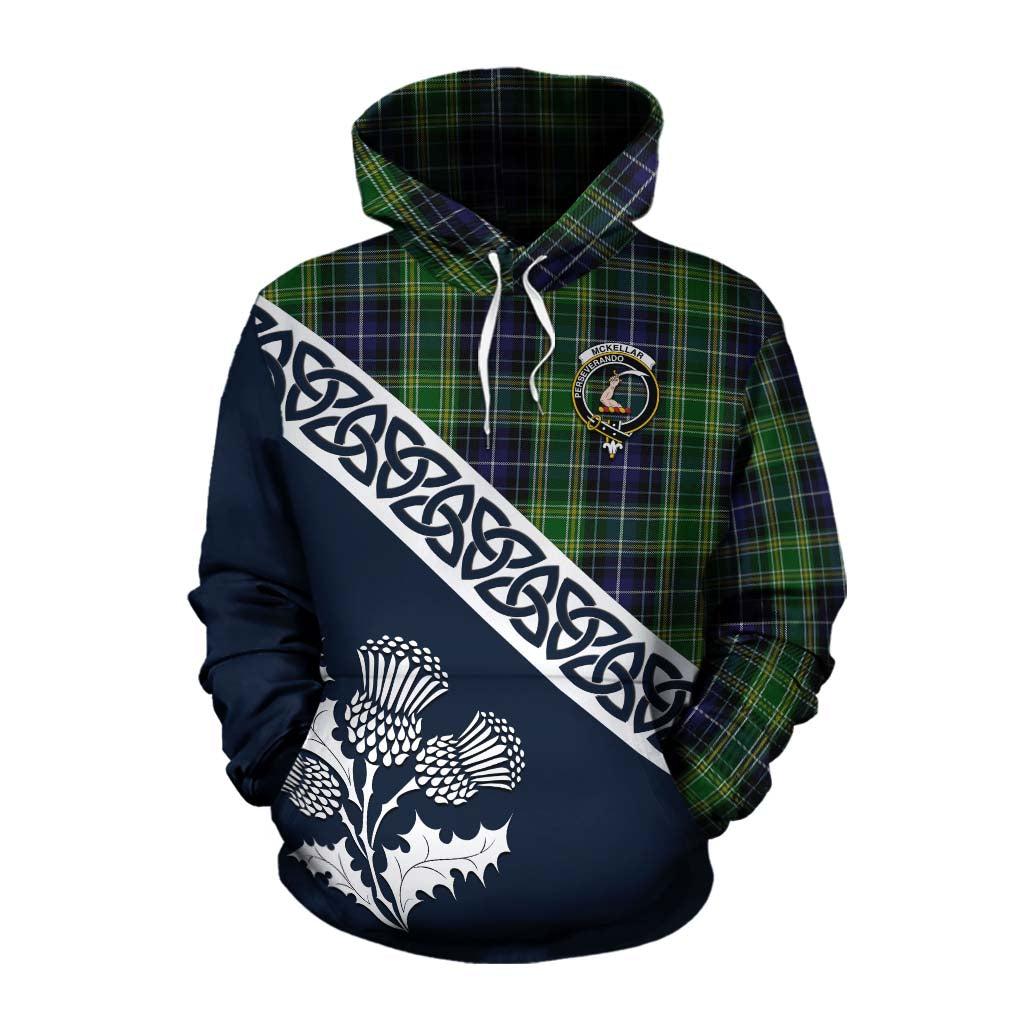 Tartan Vibes Clothing McKellar Tartan Cotton Hoodie Featuring Thistle and Scotland Map