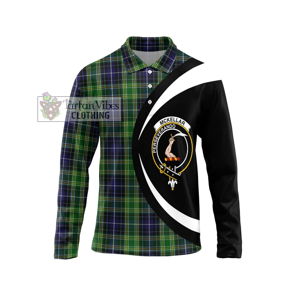 McKellar Tartan Long Sleeve Polo Shirt with Family Crest Circle Style Unisex - Tartan Vibes Clothing