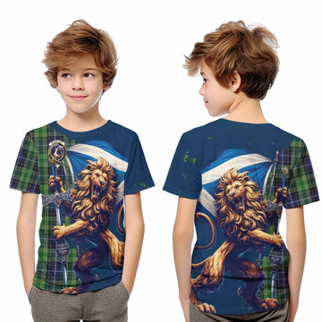 Tartan Vibes Clothing McKellar Tartan Family Crest Kid T-Shirt with Scottish Majestic Lion