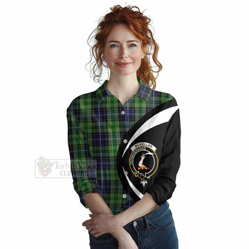 Tartan Vibes Clothing McKellar Tartan Women's Casual Shirt with Family Crest Circle Style
