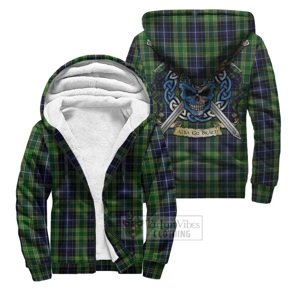 Tartan Vibes Clothing McKellar Tartan Sherpa Hoodie with Family Crest Celtic Skull Style