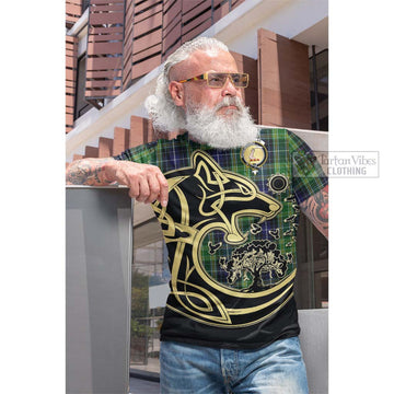 Tartan Vibes Clothing McKellar Tartan Cotton T-shirt with Family Crest Celtic Wolf Style