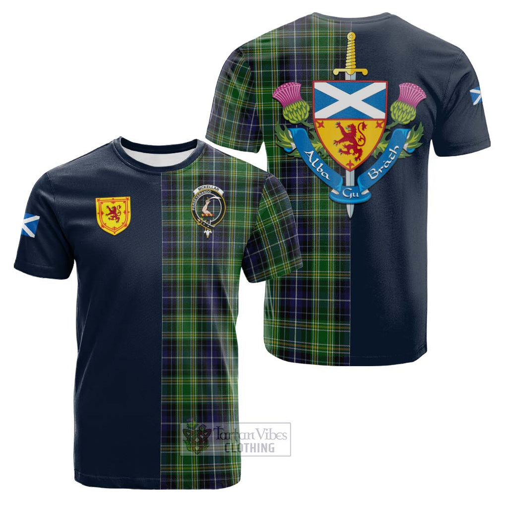 Tartan Vibes Clothing McKellar Tartan Cotton T-shirt with Scottish Lion Royal Arm Half Style