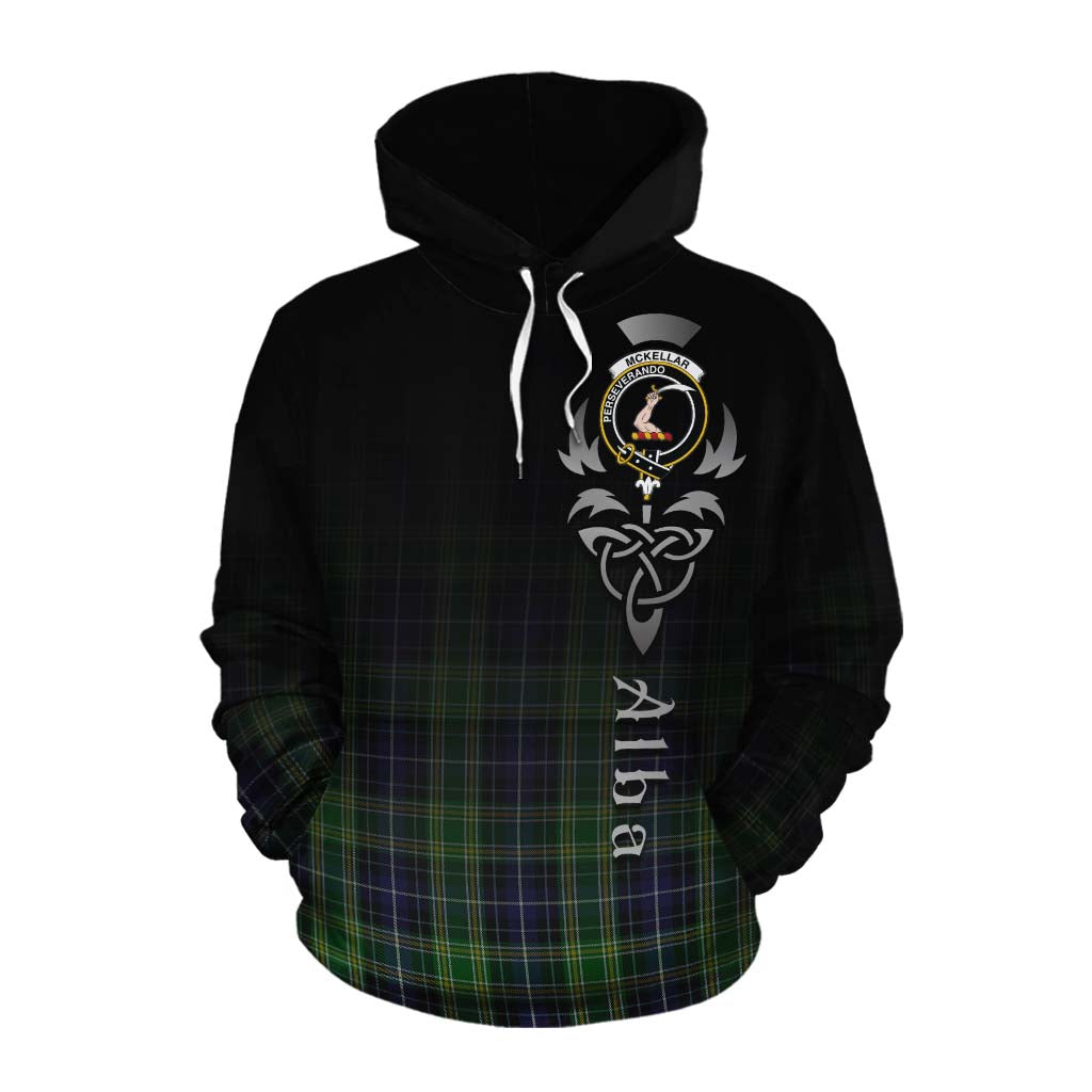 Tartan Vibes Clothing McKellar Tartan Cotton Hoodie Featuring Alba Gu Brath Family Crest Celtic Inspired