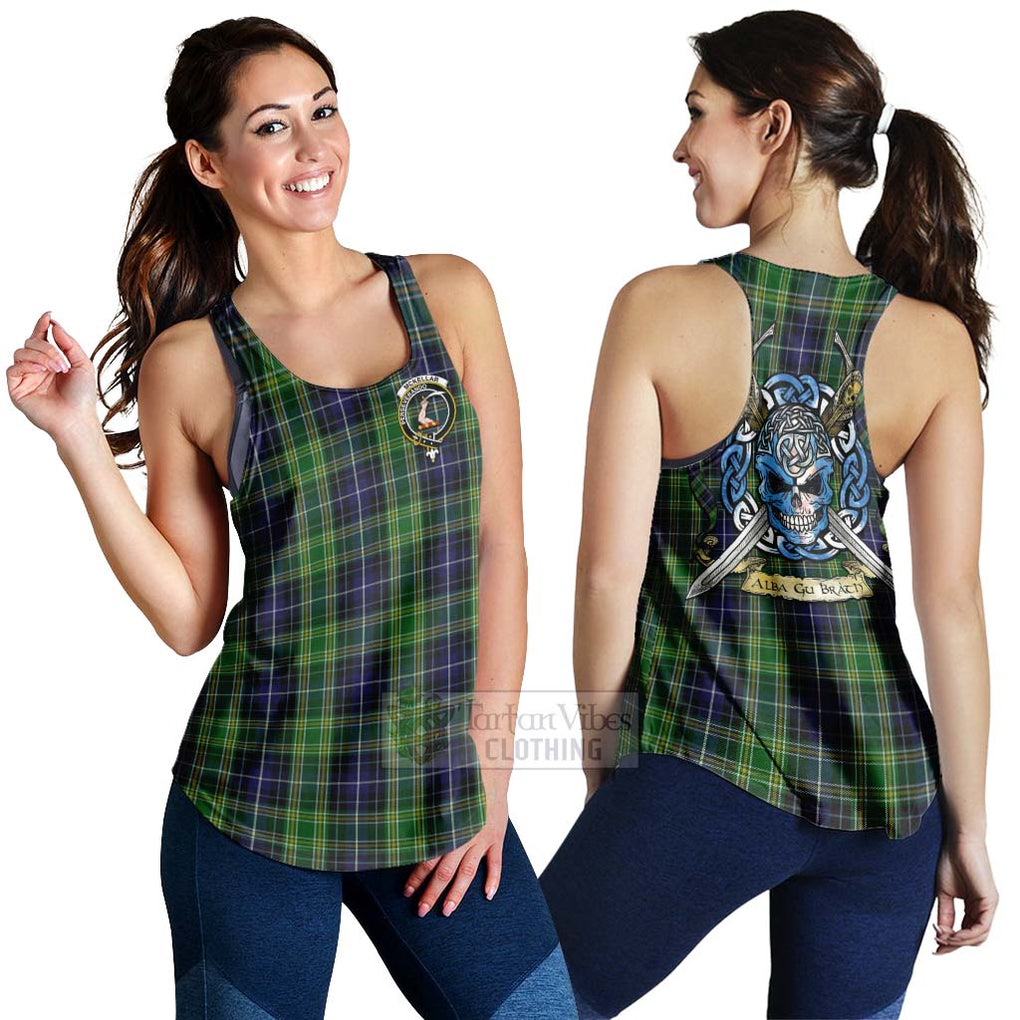 Tartan Vibes Clothing McKellar Tartan Women's Racerback Tanks with Family Crest Celtic Skull Style