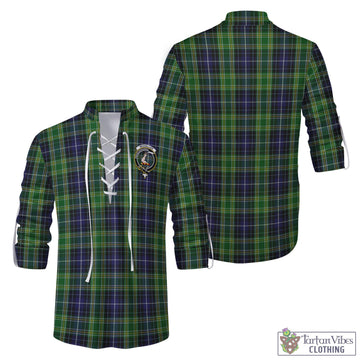 McKellar Tartan Men's Scottish Traditional Jacobite Ghillie Kilt Shirt with Family Crest