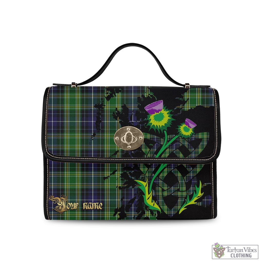 Tartan Vibes Clothing McKellar Tartan Waterproof Canvas Bag with Scotland Map and Thistle Celtic Accents