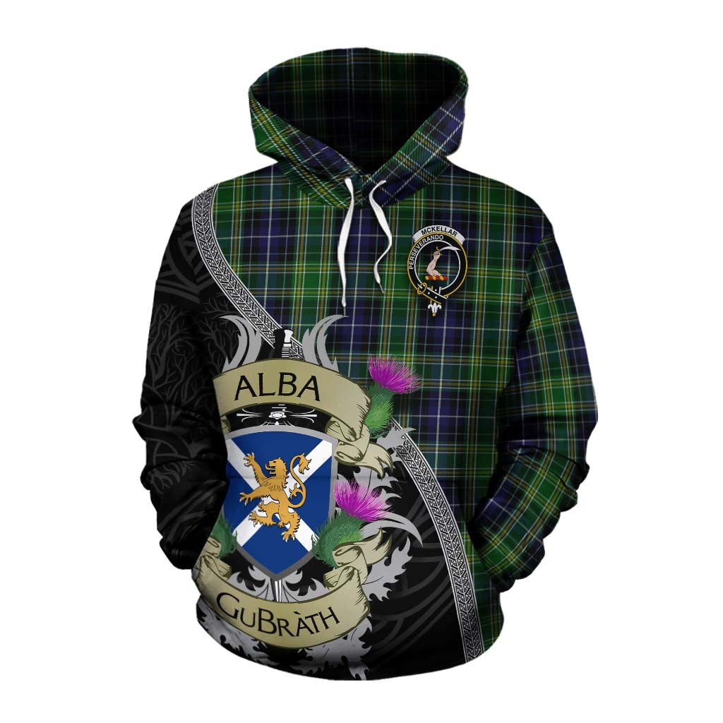 Tartan Vibes Clothing McKellar Tartan Family Crest Cotton Hoodie Lion Rampant Royal Thistle Shield Celtic Inspired