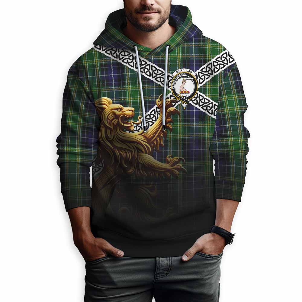 Tartan Vibes Clothing McKellar Crest Tartan Hoodie with Golden Lion Emblem Celtic Style
