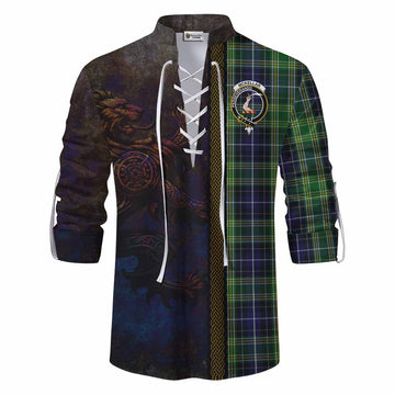 McKellar Tartan Family Crest Ghillie Kilt Shirt Alba Gu Brath Be Brave Lion Ancient Style