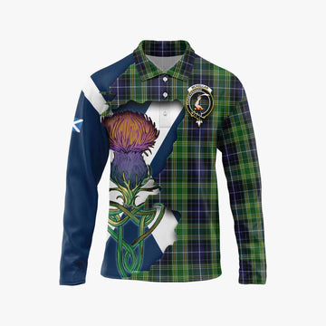 Tartan Vibes Clothing McKellar Tartan Family Crest Long Sleeve Polo Shirt Scottish Thistle Celtic Inspired