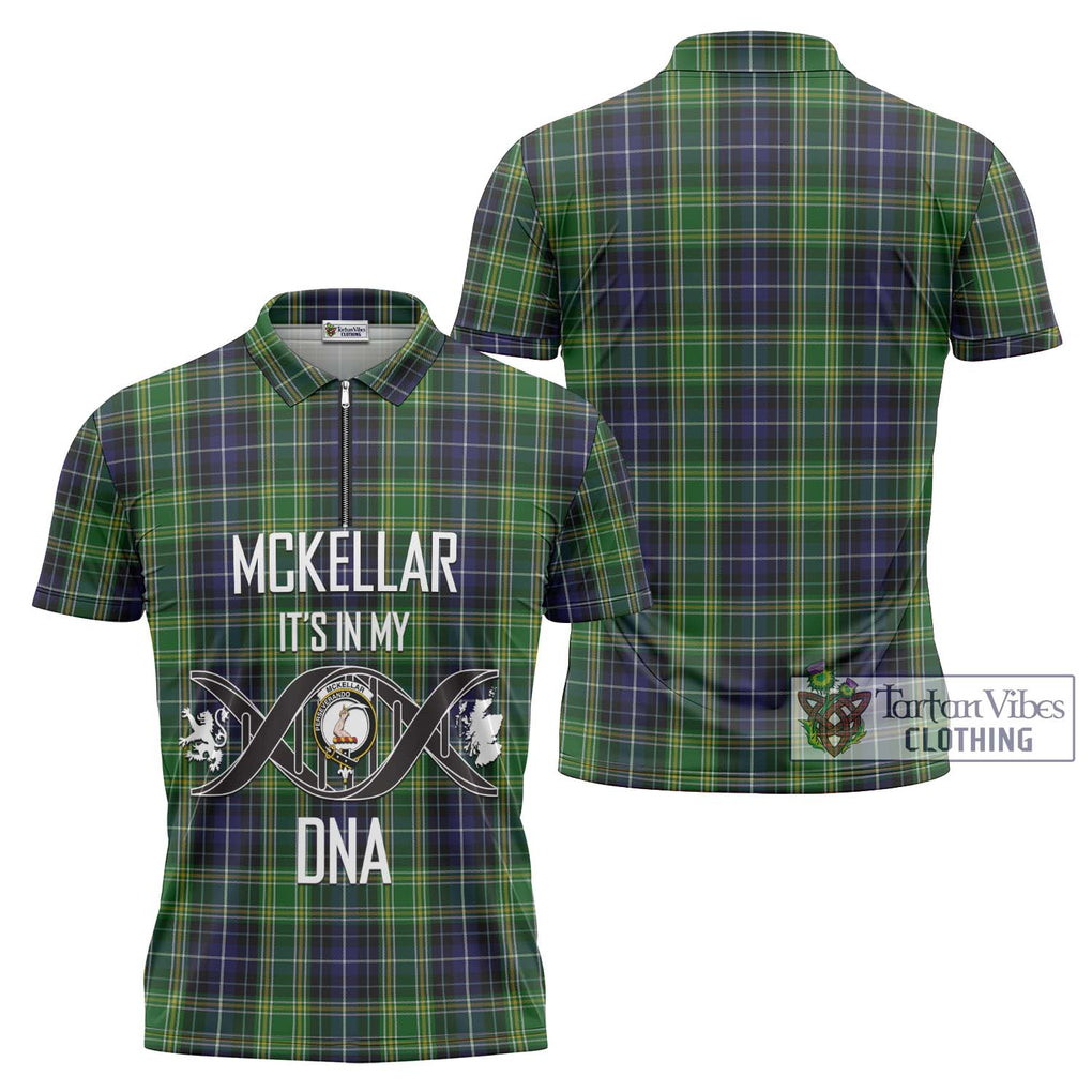 McKellar Tartan Zipper Polo Shirt with Family Crest DNA In Me Style Unisex - Tartanvibesclothing Shop