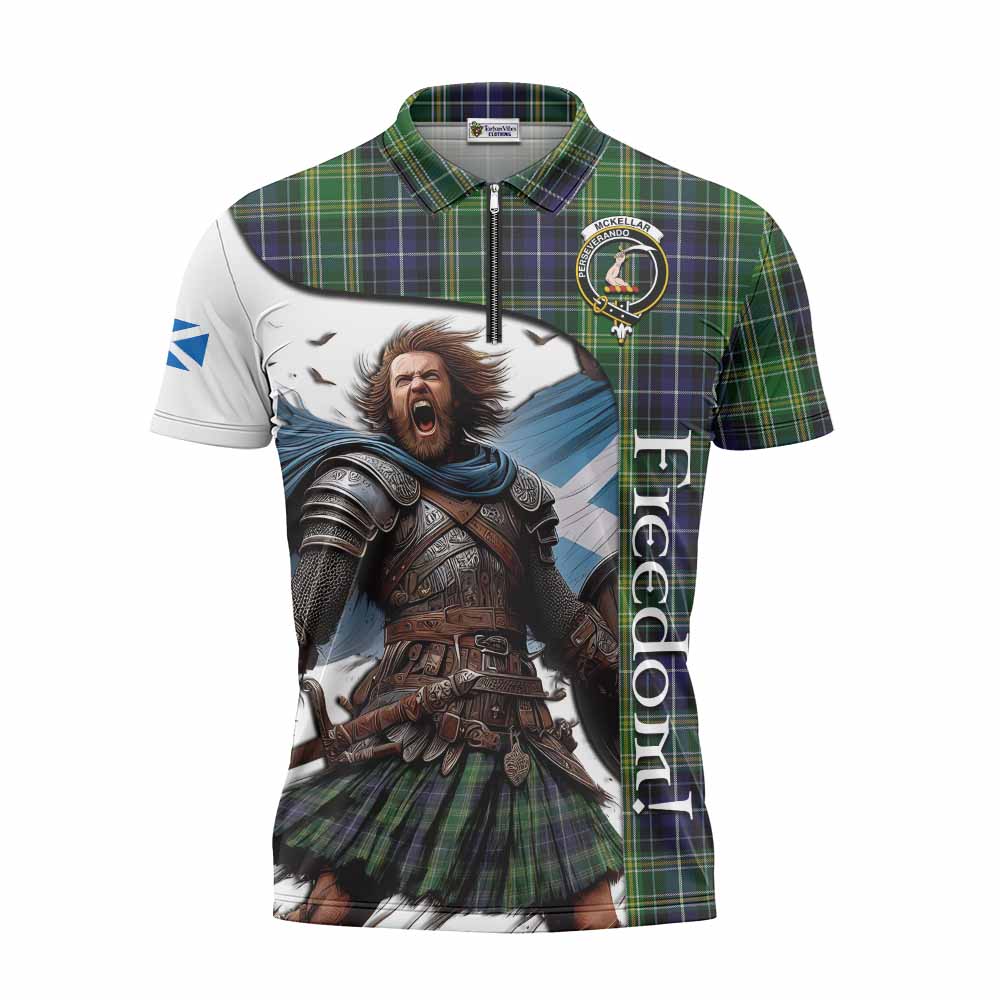 Tartan Vibes Clothing McKellar Crest Tartan Zipper Polo Shirt Inspired by the Freedom of Scottish Warrior