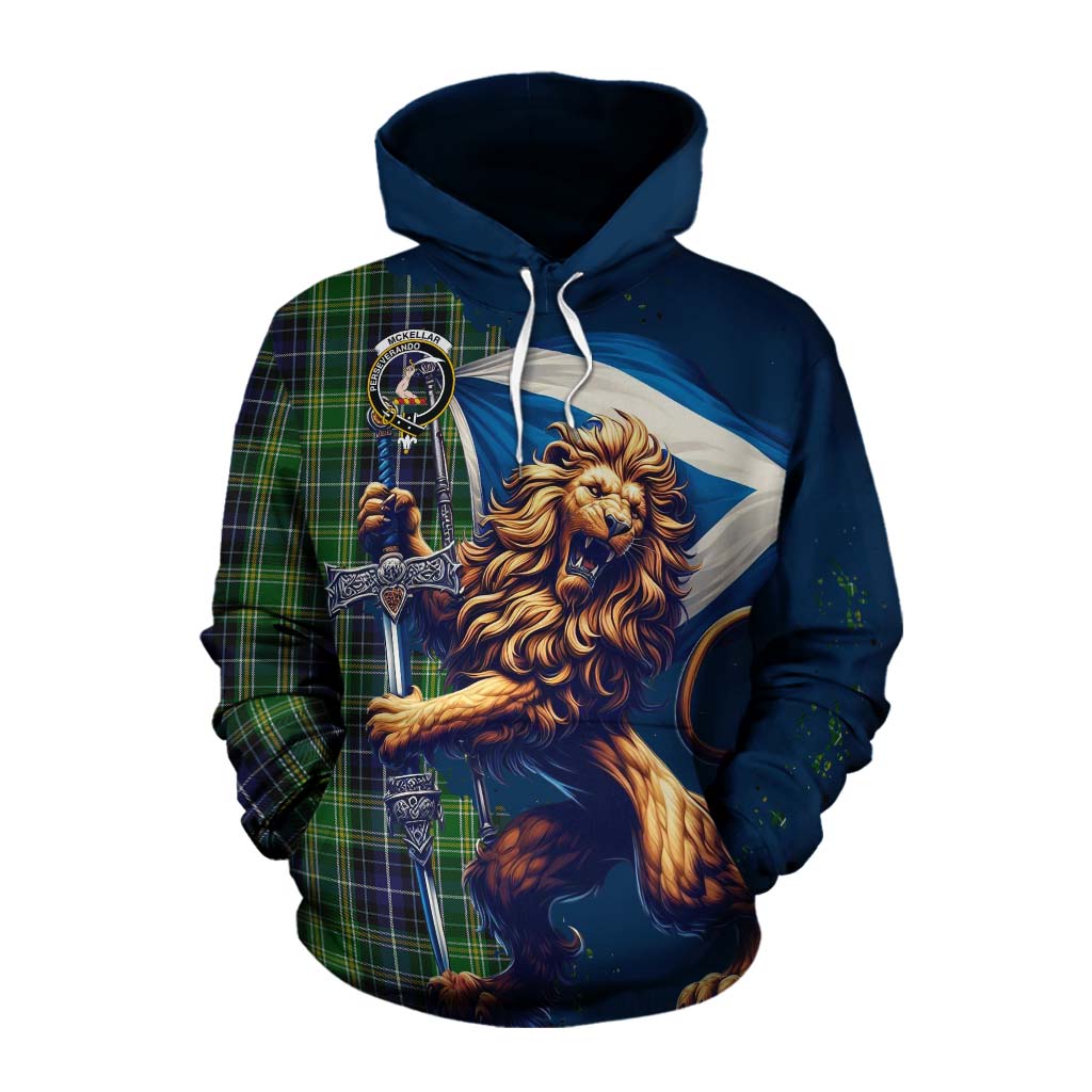 Tartan Vibes Clothing McKellar Tartan Family Crest Cotton Hoodie with Scottish Majestic Lion