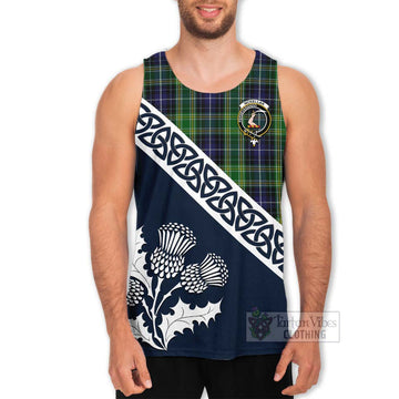 Tartan Vibes Clothing McKellar Tartan Men's Tank Top Featuring Thistle and Scotland Map