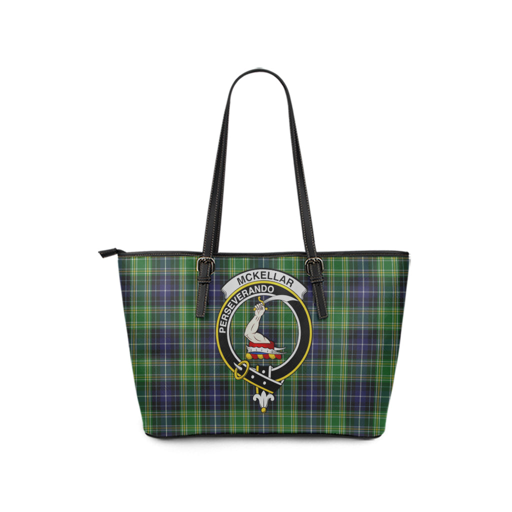McKellar Tartan Leather Tote Bag with Family Crest - Tartan Vibes Clothing