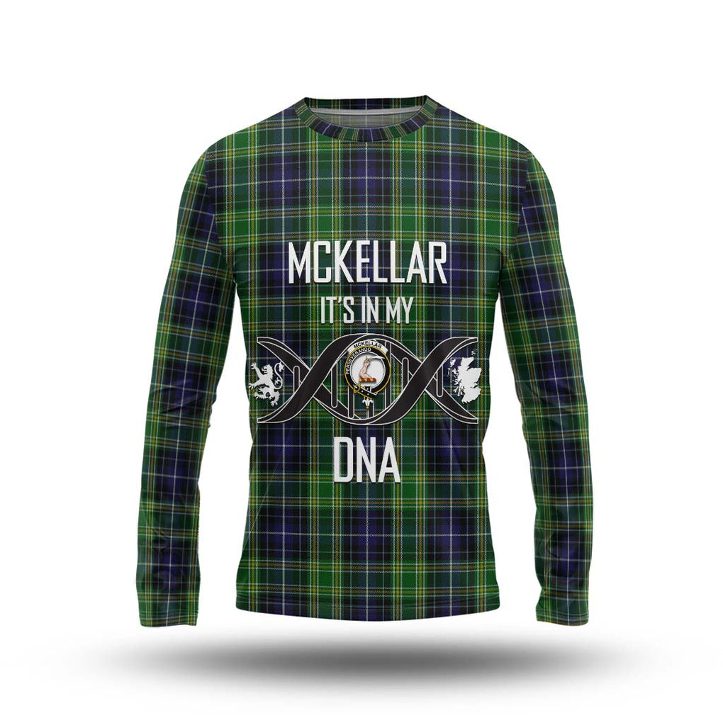 McKellar Tartan Long Sleeve T-Shirt with Family Crest DNA In Me Style Unisex - Tartanvibesclothing Shop